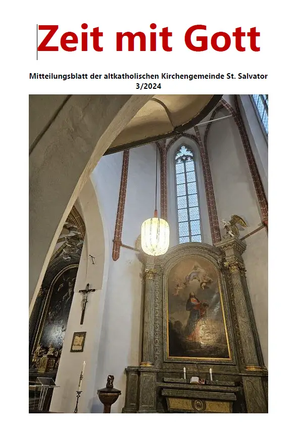 ein Kirchenschiff mit Nebenaltar, ein großes Gemälde und Kerzen,
